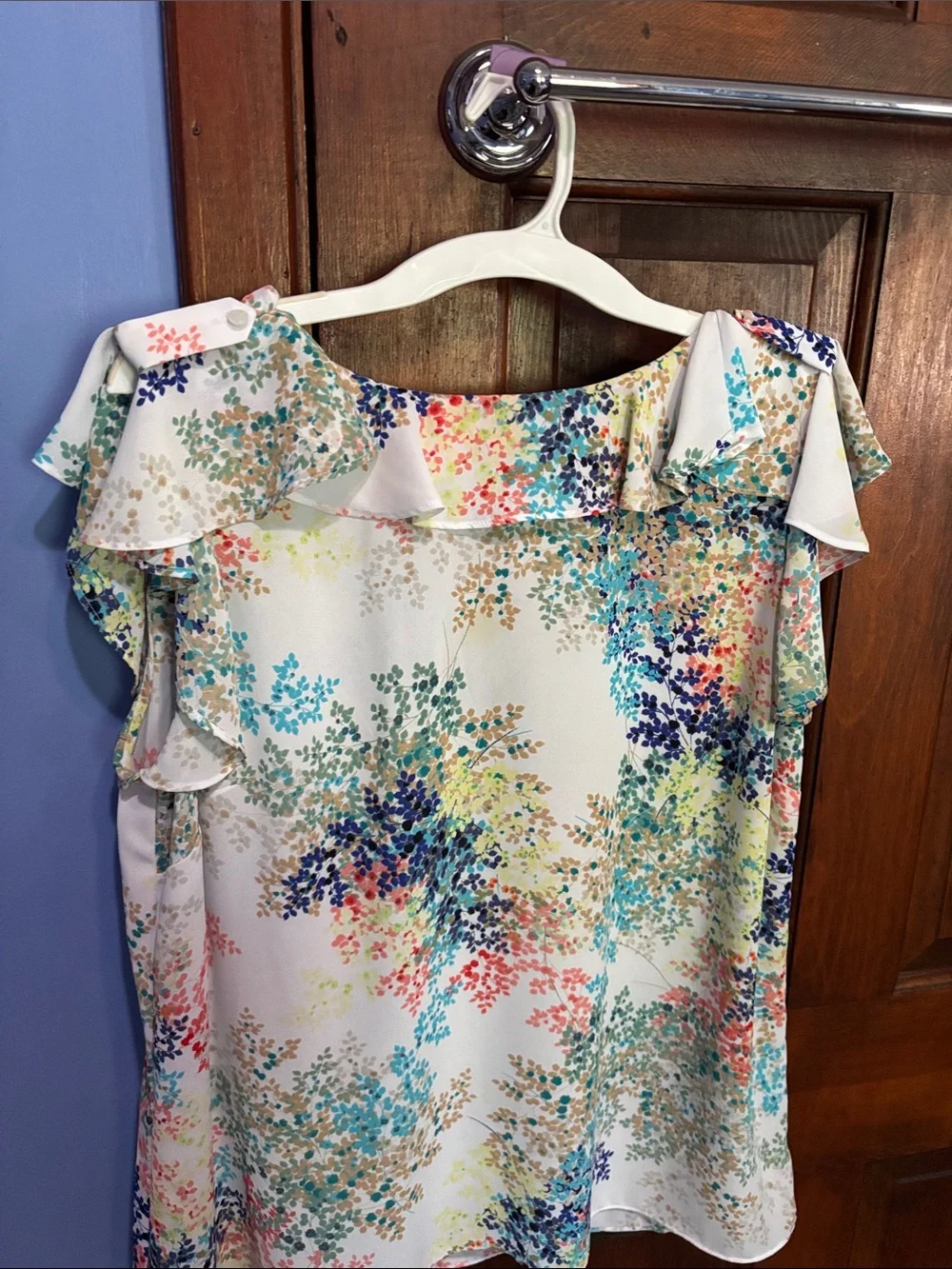 Floral Ruffle One-Shoulder Top in Multi-Color - Picture 5 of 6